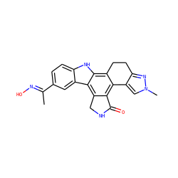 C/C(=N\O)c1ccc2[nH]c3c4c(c5c(c3c2c1)CNC5=O)-c1cn(C)nc1CC4 ZINC000029041260