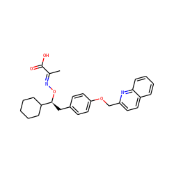 C/C(=N\O[C@@H](Cc1ccc(OCc2ccc3ccccc3n2)cc1)C1CCCCC1)C(=O)O ZINC000013557803