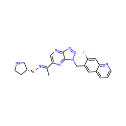 C/C(=N\O[C@@H]1CCNC1)c1cnc2nnn(Cc3cc4cccnc4cc3F)c2n1 ZINC000096170322