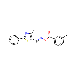 C/C(=N\OC(=O)c1cccc(C)c1)c1sc(-c2ccccc2)nc1C ZINC000004050429
