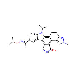 C/C(=N\OC(C)C)c1ccc2c(c1)c1c3c(c4c(c1n2C(C)C)CCc1nn(C)cc1-4)C(=O)NC3 ZINC000029041287