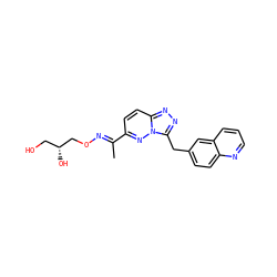 C/C(=N\OC[C@H](O)CO)c1ccc2nnc(Cc3ccc4ncccc4c3)n2n1 ZINC000096170353