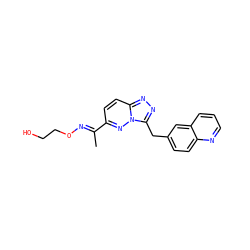 C/C(=N\OCCO)c1ccc2nnc(Cc3ccc4ncccc4c3)n2n1 ZINC000096170351