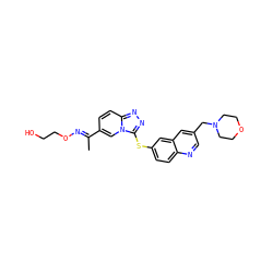 C/C(=N\OCCO)c1ccc2nnc(Sc3ccc4ncc(CN5CCOCC5)cc4c3)n2c1 ZINC000219863155