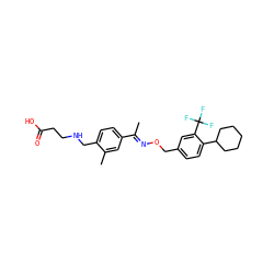 C/C(=N\OCc1ccc(C2CCCCC2)c(C(F)(F)F)c1)c1ccc(CNCCC(=O)O)c(C)c1 ZINC000095587503