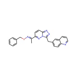 C/C(=N\OCc1ccccc1)c1ccc2nnc(Cc3ccc4ncccc4c3)n2n1 ZINC000096170357