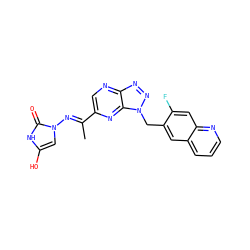 C/C(=N\n1cc(O)[nH]c1=O)c1cnc2nnn(Cc3cc4cccnc4cc3F)c2n1 ZINC000169694222