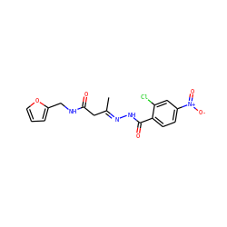 C/C(CC(=O)NCc1ccco1)=N\NC(=O)c1ccc([N+](=O)[O-])cc1Cl ZINC000100510210