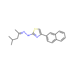 C/C(CC(C)C)=N/Nc1nc(-c2ccc3ccccc3c2)cs1 ZINC000169330789