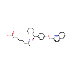 C/C(CCCCCC(=O)O)=N\O[C@H](c1ccc(OCc2ccc3ccccc3n2)cc1)C1CCCCC1 ZINC000013557745