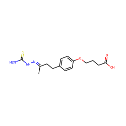 C/C(CCc1ccc(OCCCC(=O)O)cc1)=N\NC(N)=S ZINC000299858877
