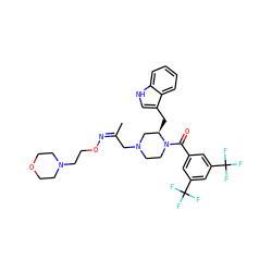 C/C(CN1CCN(C(=O)c2cc(C(F)(F)F)cc(C(F)(F)F)c2)[C@H](Cc2c[nH]c3ccccc23)C1)=N/OCCN1CCOCC1 ZINC000028569539