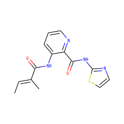 C/C=C(\C)C(=O)Nc1cccnc1C(=O)Nc1nccs1 ZINC000013521863