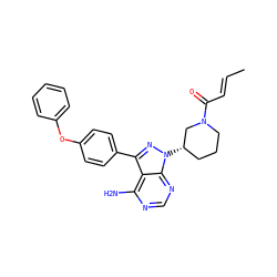 C/C=C/C(=O)N1CCC[C@H](n2nc(-c3ccc(Oc4ccccc4)cc3)c3c(N)ncnc32)C1 ZINC000096167585