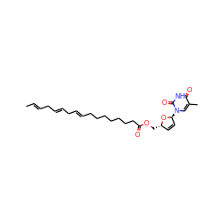 C/C=C/C/C=C/C/C=C/CCCCCCCC(=O)OC[C@H]1C=C[C@H](n2cc(C)c(=O)[nH]c2=O)O1 ZINC000027901298