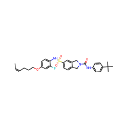 C/C=C\CCCOc1ccc(NS(=O)(=O)c2ccc3c(c2)CN(C(=O)Nc2ccc(C(C)(C)C)cc2)C3)c(F)c1 ZINC000261149400