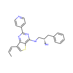 C/C=C\c1csc2c(NC[C@@H](N)Cc3ccccc3)nc(-c3ccncc3)nc12 ZINC000223670107