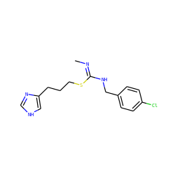 C/N=C(/NCc1ccc(Cl)cc1)SCCCc1c[nH]cn1 ZINC000013862758