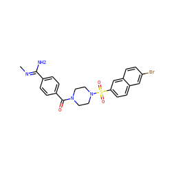 C/N=C(\N)c1ccc(C(=O)N2CCN(S(=O)(=O)c3ccc4cc(Br)ccc4c3)CC2)cc1 ZINC000026178647