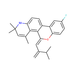 C=C(/C=C1\Oc2ccc(F)cc2-c2ccc3c(c21)C(C)=CC(C)(C)N3)C(C)C ZINC000013490430