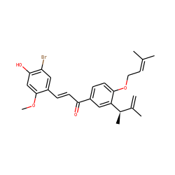 C=C(C)[C@@H](C)c1cc(C(=O)/C=C/c2cc(Br)c(O)cc2OC)ccc1OCC=C(C)C ZINC000071333590