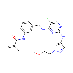 C=C(C)C(=O)Nc1cccc(CNc2nc(Nc3cnn(CCOC)c3)ncc2Cl)c1 ZINC000473109188