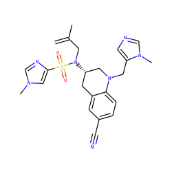 C=C(C)CN([C@H]1Cc2cc(C#N)ccc2N(Cc2cncn2C)C1)S(=O)(=O)c1cn(C)cn1 ZINC000013644624