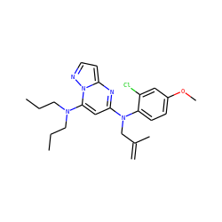 C=C(C)CN(c1cc(N(CCC)CCC)n2nccc2n1)c1ccc(OC)cc1Cl ZINC000072119793