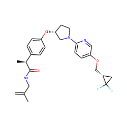C=C(C)CNC(=O)[C@@H](C)c1ccc(O[C@@H]2CCN(c3ccc(OC[C@@H]4CC4(F)F)cn3)C2)cc1 ZINC001772608755