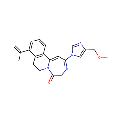 C=C(C)c1cccc2c1CCN1C(=O)CN=C(n3cnc(COC)c3)C=C21 ZINC000149259530