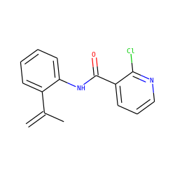 C=C(C)c1ccccc1NC(=O)c1cccnc1Cl ZINC000103178489