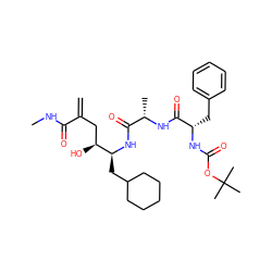 C=C(C[C@H](O)[C@H](CC1CCCCC1)NC(=O)[C@H](C)NC(=O)[C@H](Cc1ccccc1)NC(=O)OC(C)(C)C)C(=O)NC ZINC000026155409