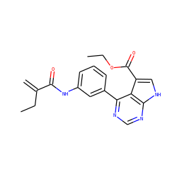 C=C(CC)C(=O)Nc1cccc(-c2ncnc3[nH]cc(C(=O)OCC)c23)c1 ZINC000206766894