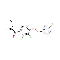 C=C(CC)C(=O)c1ccc(OCc2nc(C)no2)c(Cl)c1Cl ZINC000045288819