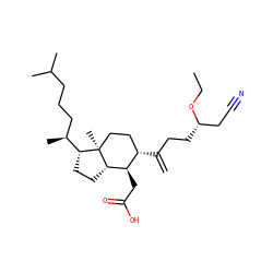 C=C(CC[C@@H](CC#N)OCC)[C@H]1CC[C@@]2(C)[C@@H](CC[C@@H]2[C@@H](C)CCCC(C)C)[C@@H]1CC(=O)O ZINC000013862227