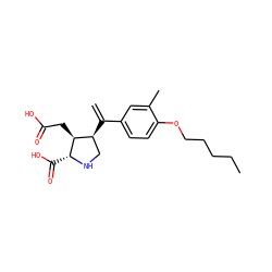 C=C(c1ccc(OCCCCC)c(C)c1)[C@H]1CN[C@H](C(=O)O)[C@H]1CC(=O)O ZINC000013758415