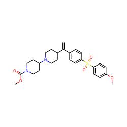 C=C(c1ccc(S(=O)(=O)c2ccc(OC)cc2)cc1)C1CCN(C2CCN(C(=O)OC)CC2)CC1 ZINC000026375866
