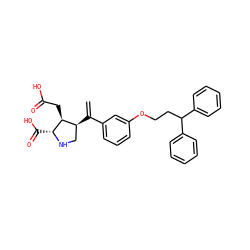 C=C(c1cccc(OCCC(c2ccccc2)c2ccccc2)c1)[C@H]1CN[C@H](C(=O)O)[C@H]1CC(=O)O ZINC000013758405