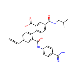 C=C=Cc1ccc(-c2ccc(C(=O)NCC(C)C)cc2C(=O)O)c(C(=O)Nc2ccc(C(=N)N)cc2)c1 ZINC000040423500