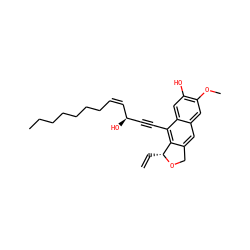 C=C[C@H]1OCc2cc3cc(OC)c(O)cc3c(C#C[C@@H](O)/C=C\CCCCCCC)c21 ZINC000299836601
