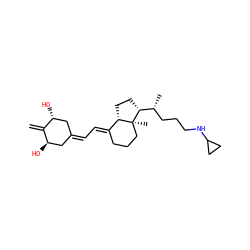 C=C1[C@H](O)CC(=C/C=C2\CCC[C@@]3(C)[C@H]2CC[C@@H]3[C@H](C)CCCNC2CC2)C[C@H]1O ZINC000200538581