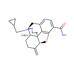 C=C1CC[C@@]2(O)[C@H]3Cc4ccc(C(N)=O)c5c4[C@@]2(CCN3CC2CC2)[C@H]1O5 ZINC000040392515