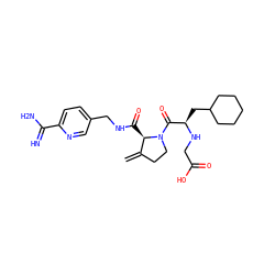 C=C1CCN(C(=O)[C@@H](CC2CCCCC2)NCC(=O)O)[C@@H]1C(=O)NCc1ccc(C(=N)N)nc1 ZINC000036107673