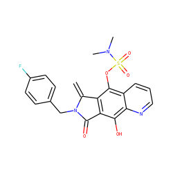 C=C1c2c(c(O)c3ncccc3c2OS(=O)(=O)N(C)C)C(=O)N1Cc1ccc(F)cc1 ZINC000038147693