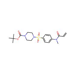 C=CC(=O)N(C)c1ccc(S(=O)(=O)N2CCN(C(=O)OC(C)(C)C)CC2)cc1 ZINC000084733494