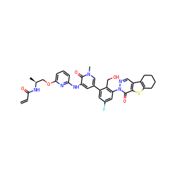 C=CC(=O)N[C@@H](C)COc1cccc(Nc2cc(-c3cc(F)cc(-n4ncc5c6c(sc5c4=O)CCCC6)c3CO)cn(C)c2=O)n1 ZINC001772608116