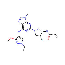C=CC(=O)N[C@@H]1CN(c2nc(Nc3cn(CC)nc3OC)c3ncn(C)c3n2)C[C@H]1F ZINC000473135449