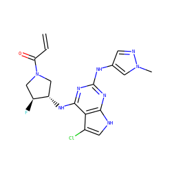 C=CC(=O)N1C[C@H](F)[C@@H](Nc2nc(Nc3cnn(C)c3)nc3[nH]cc(Cl)c23)C1 ZINC000220446176