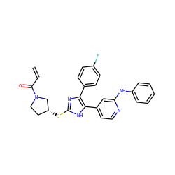C=CC(=O)N1CC[C@@H](Sc2nc(-c3ccc(F)cc3)c(-c3ccnc(Nc4ccccc4)c3)[nH]2)C1 ZINC001772626796