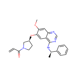 C=CC(=O)N1CC[C@H](Oc2cc3c(N[C@H](C)c4ccccc4)ncnc3cc2OC)C1 ZINC000145208483